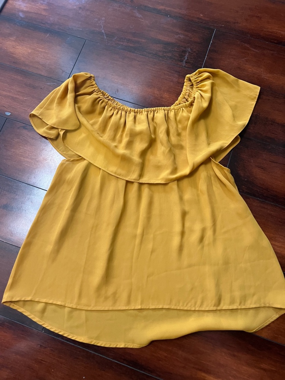 Adrienne Mustard Off-Shoulder Ruffle Blouse
